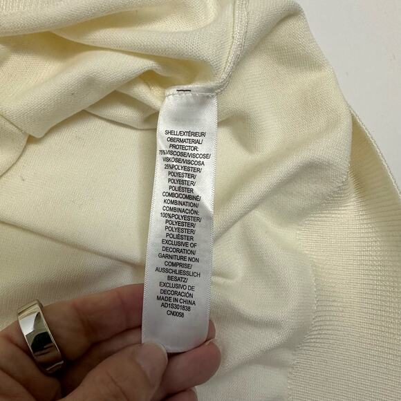 Adrianna Papell XL Embellished Ivory Knit Top Sheer Sleeve Blouse - Picture 8 of 9